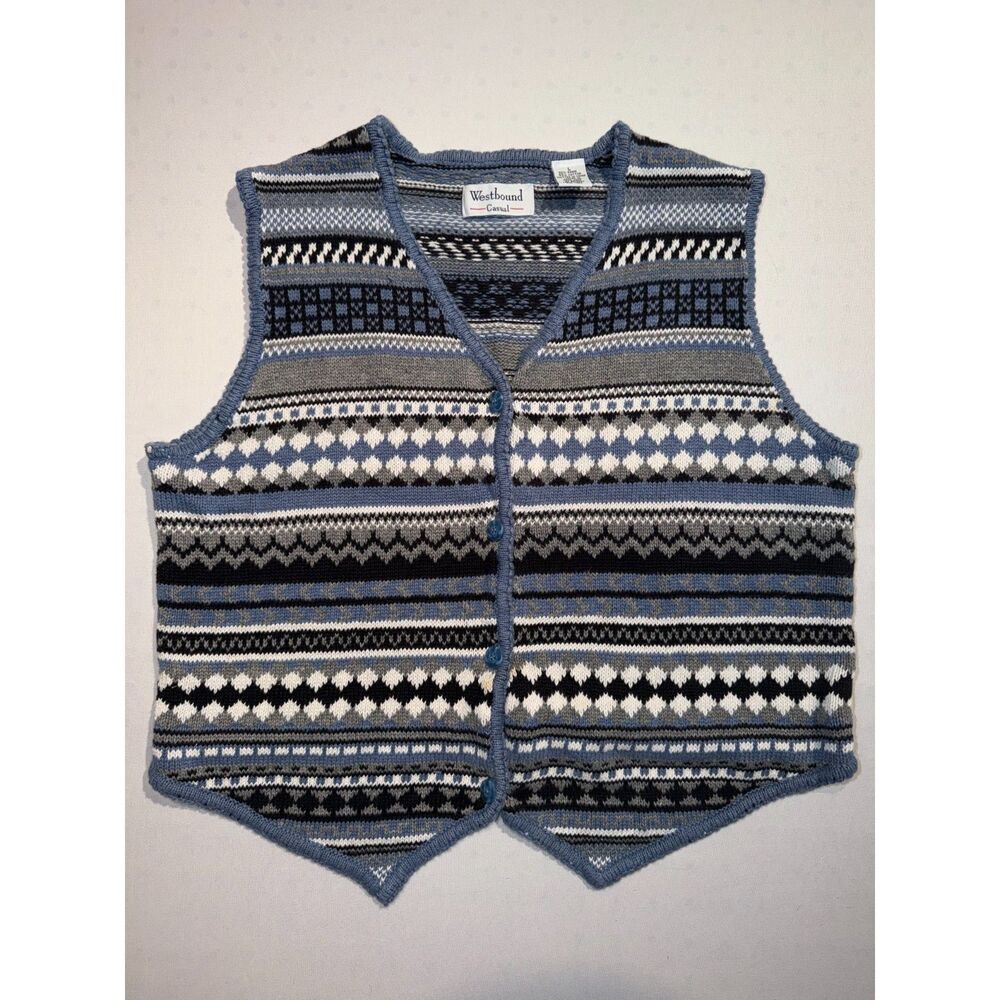 Vintage Westbound Casual Button-Up Sweater Vest | Size Large